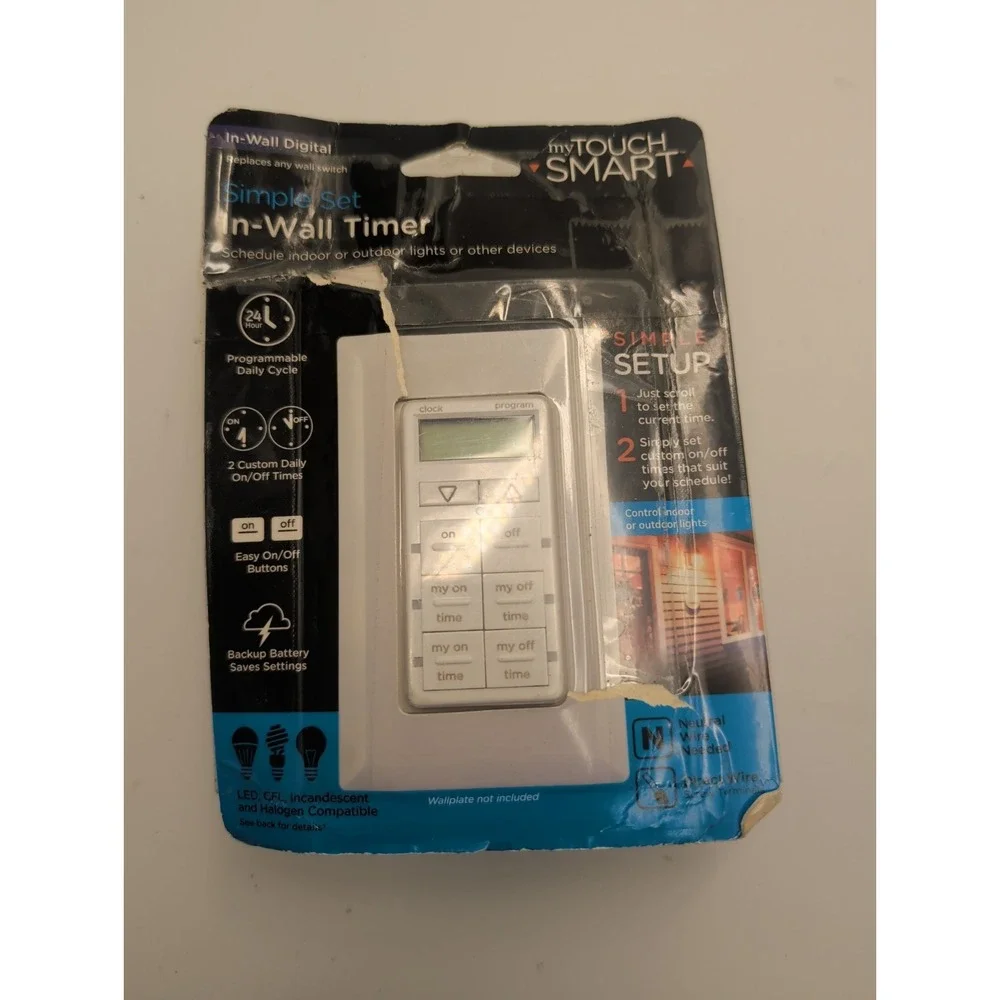 New‎ My Touch Smart Indoor Timer In Wall Simple Set Digital Programmable White